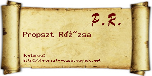 Propszt Rózsa névjegykártya